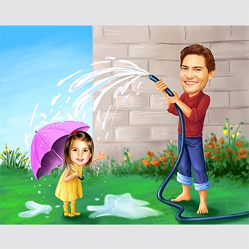 Family Water Fun Caricature from Photos - myDaVinci